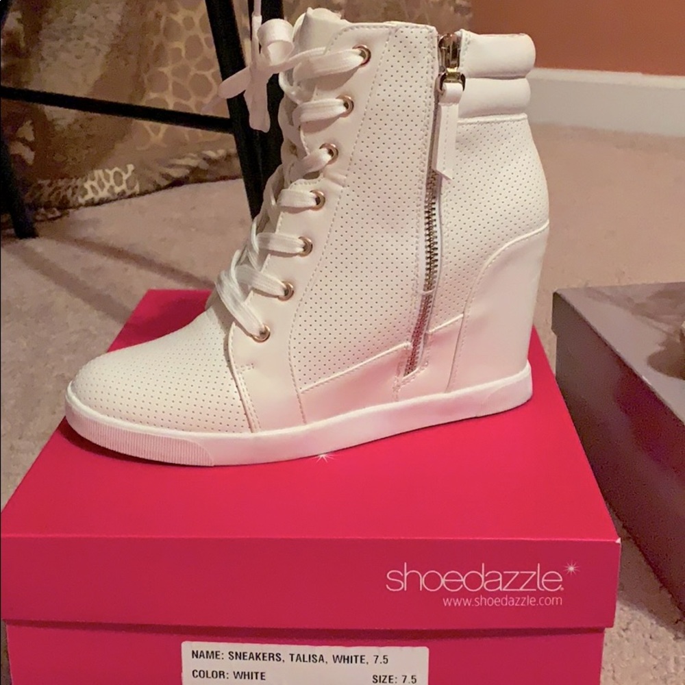 White wedge sneakers